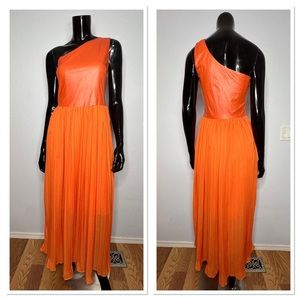 McQ by Alexander McQueen One Shoulder Faux Leather Pleated Dress Sz IT 38/US 2-4